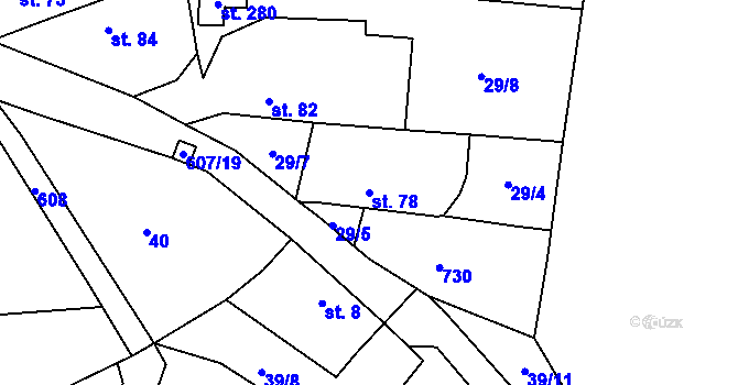 Parcela st. 78 v KÚ Dobřichov, Katastrální mapa