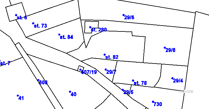Parcela st. 82 v KÚ Dobřichov, Katastrální mapa
