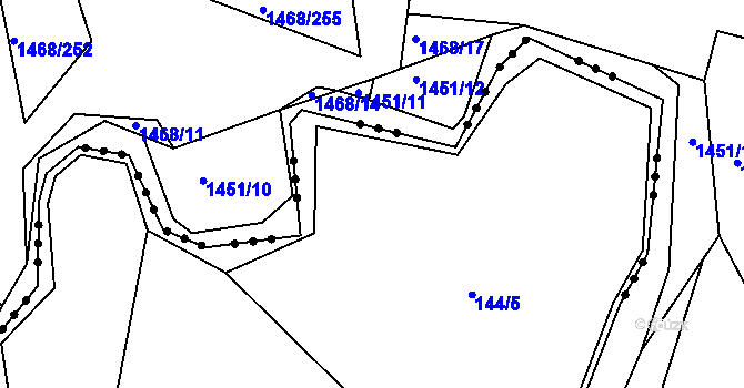 Parcela st. 144/3 v KÚ Dobřichov, Katastrální mapa