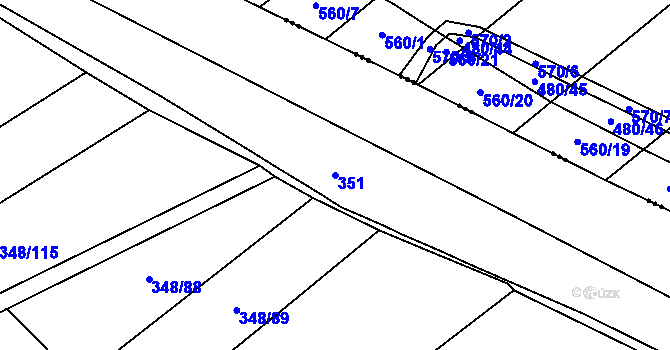 Parcela st. 351 v KÚ Dobřichov, Katastrální mapa