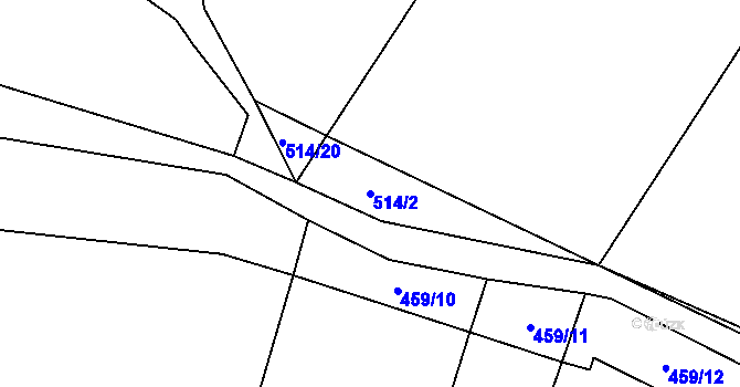 Parcela st. 514/2 v KÚ Dobřichov, Katastrální mapa