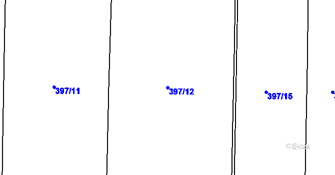 Parcela st. 397/12 v KÚ Dobřichov, Katastrální mapa