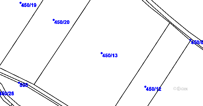 Parcela st. 450/13 v KÚ Dobřichov, Katastrální mapa