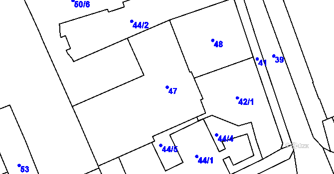 Parcela st. 47 v KÚ Dobřichovice, Katastrální mapa