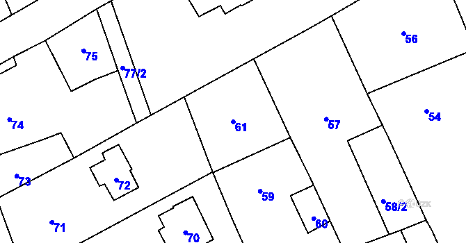 Parcela st. 61 v KÚ Dobřichovice, Katastrální mapa