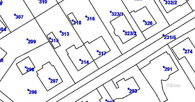 Parcela st. 317 v KÚ Dobřichovice, Katastrální mapa