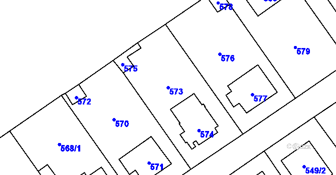 Parcela st. 573 v KÚ Dobřichovice, Katastrální mapa