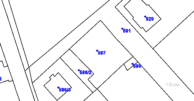 Parcela st. 587 v KÚ Dobřichovice, Katastrální mapa