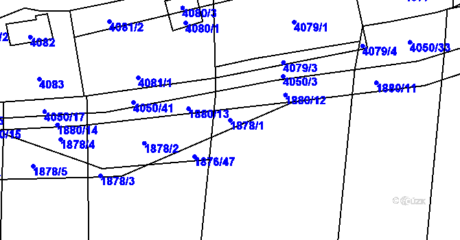 Parcela st. 1878/1 v KÚ Dobřichovice, Katastrální mapa