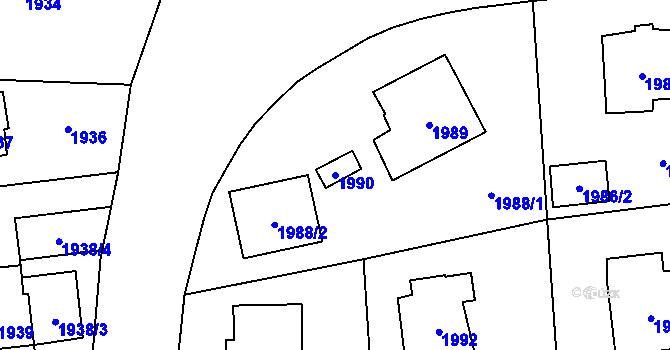 Parcela st. 1990 v KÚ Dobřichovice, Katastrální mapa