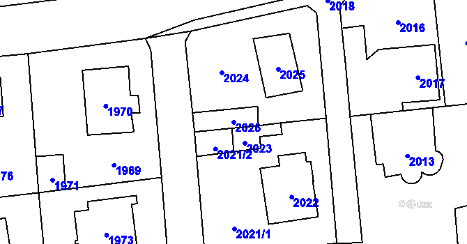 Parcela st. 2026 v KÚ Dobřichovice, Katastrální mapa