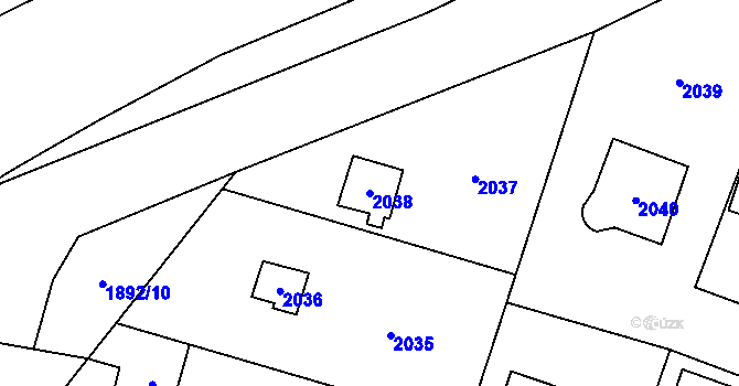 Parcela st. 2038 v KÚ Dobřichovice, Katastrální mapa