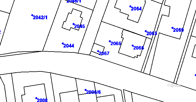 Parcela st. 2067 v KÚ Dobřichovice, Katastrální mapa
