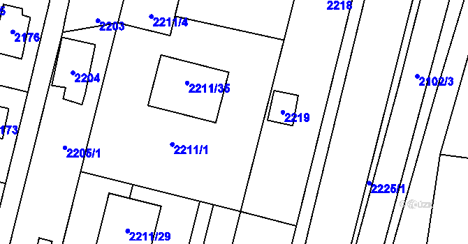 Parcela st. 2211/5 v KÚ Dobřichovice, Katastrální mapa