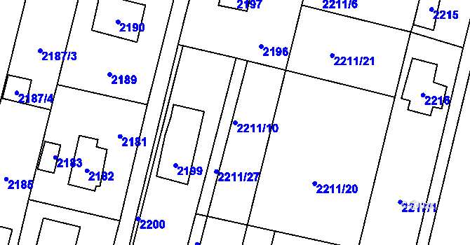 Parcela st. 2211/10 v KÚ Dobřichovice, Katastrální mapa