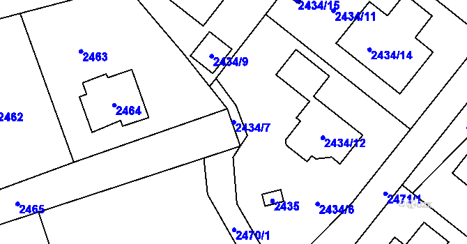 Parcela st. 2434/7 v KÚ Dobřichovice, Katastrální mapa