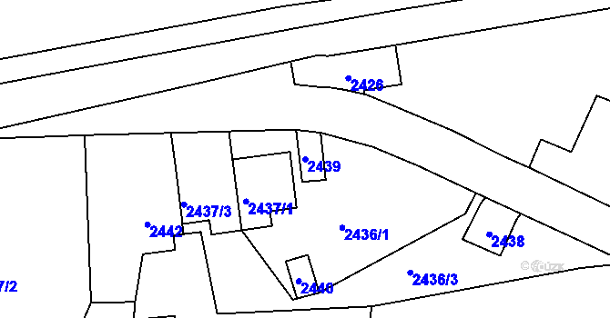 Parcela st. 2439 v KÚ Dobřichovice, Katastrální mapa