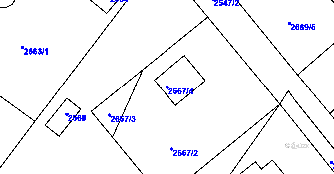 Parcela st. 2667/4 v KÚ Dobřichovice, Katastrální mapa