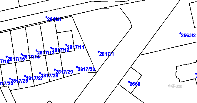 Parcela st. 2817/1 v KÚ Dobřichovice, Katastrální mapa