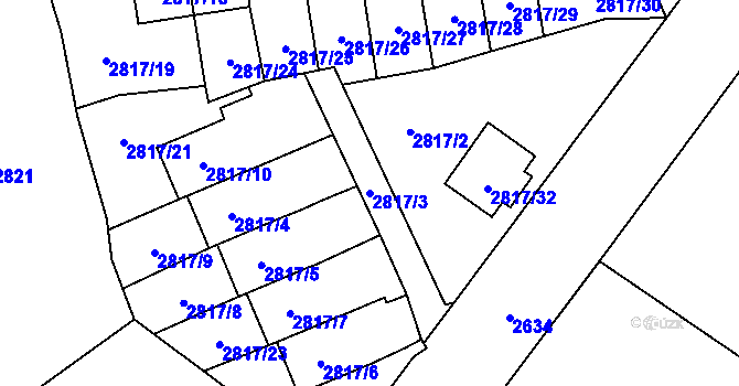 Parcela st. 2817/3 v KÚ Dobřichovice, Katastrální mapa