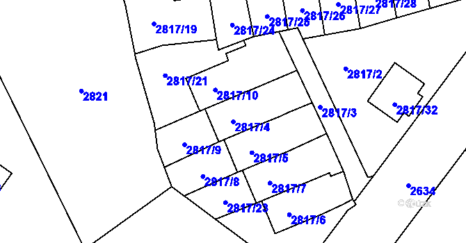 Parcela st. 2817/4 v KÚ Dobřichovice, Katastrální mapa