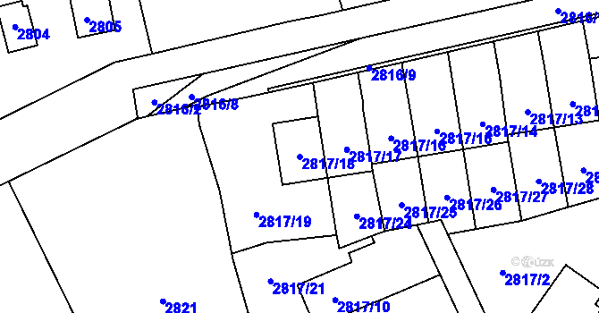 Parcela st. 2817/18 v KÚ Dobřichovice, Katastrální mapa