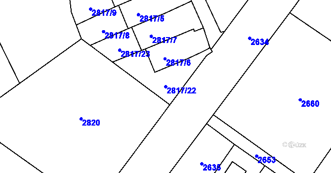 Parcela st. 2817/22 v KÚ Dobřichovice, Katastrální mapa