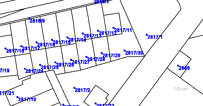 Parcela st. 2817/29 v KÚ Dobřichovice, Katastrální mapa