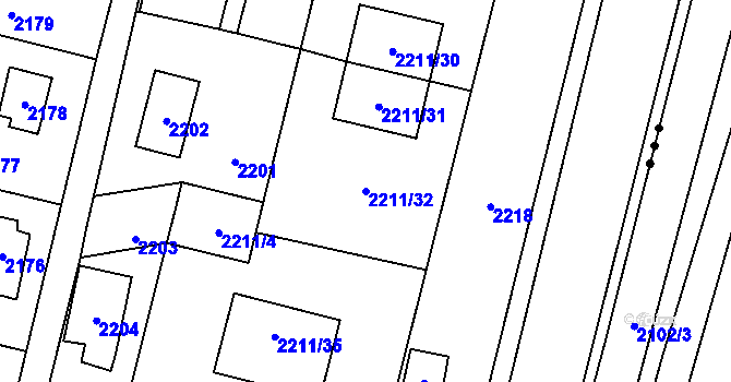 Parcela st. 2211/32 v KÚ Dobřichovice, Katastrální mapa