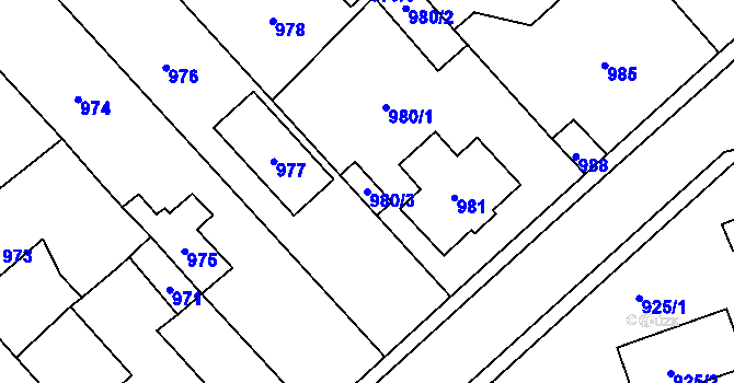 Parcela st. 980/3 v KÚ Dobřichovice, Katastrální mapa