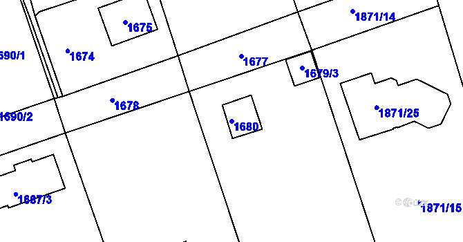 Parcela st. 1680 v KÚ Karlík, Katastrální mapa