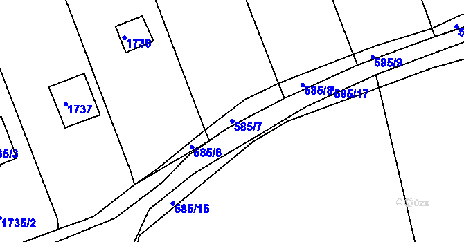 Parcela st. 585/7 v KÚ Karlík, Katastrální mapa
