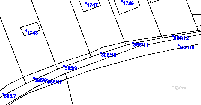 Parcela st. 585/10 v KÚ Karlík, Katastrální mapa