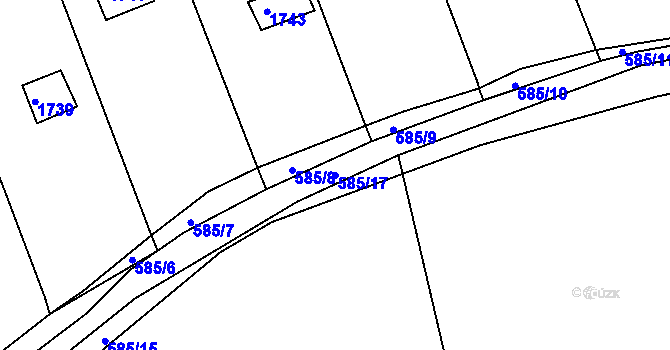 Parcela st. 585/17 v KÚ Karlík, Katastrální mapa