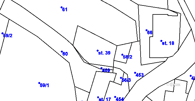 Parcela st. 39 v KÚ Dobříkov na Šumavě, Katastrální mapa