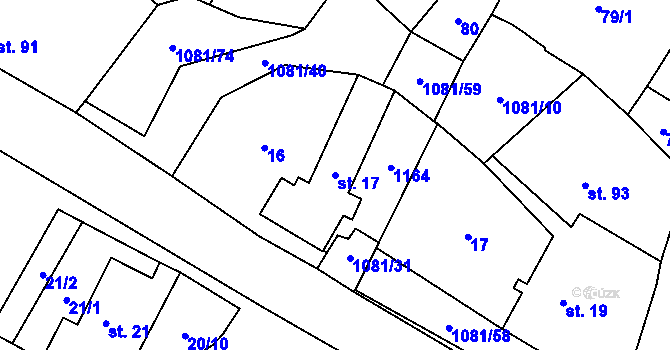 Parcela st. 17 v KÚ Dobříkov, Katastrální mapa