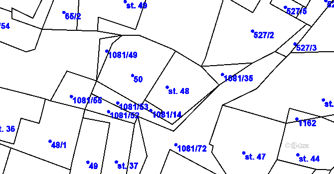 Parcela st. 48 v KÚ Dobříkov, Katastrální mapa