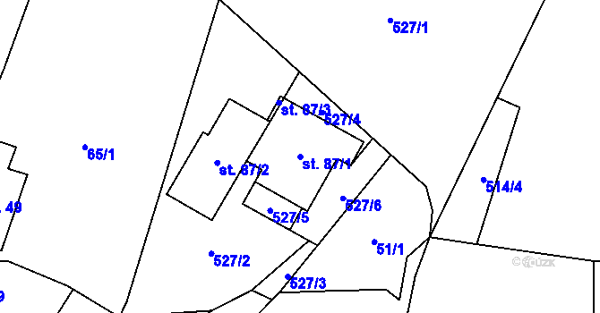 Parcela st. 87/1 v KÚ Dobříkov, Katastrální mapa