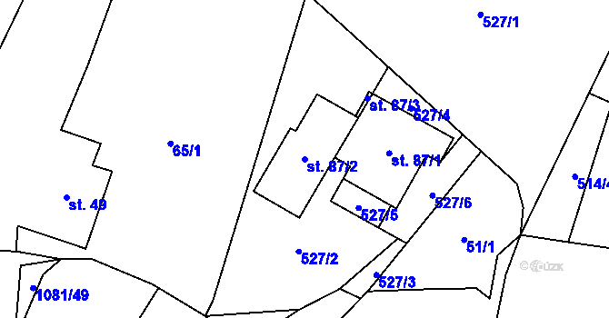 Parcela st. 87/2 v KÚ Dobříkov, Katastrální mapa