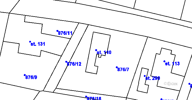 Parcela st. 110 v KÚ Dobříkov, Katastrální mapa