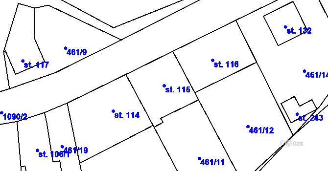 Parcela st. 115 v KÚ Dobříkov, Katastrální mapa