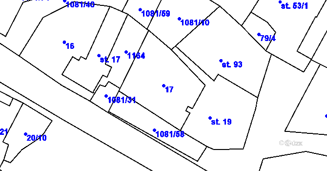 Parcela st. 17 v KÚ Dobříkov, Katastrální mapa