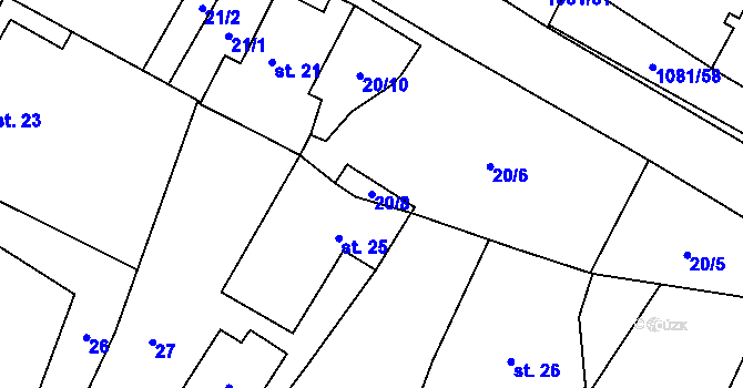 Parcela st. 20/8 v KÚ Dobříkov, Katastrální mapa
