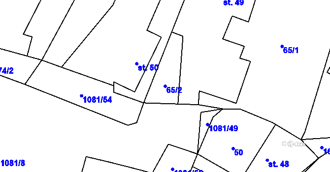 Parcela st. 65/2 v KÚ Dobříkov, Katastrální mapa