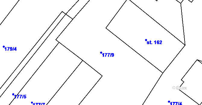 Parcela st. 177/9 v KÚ Dobříkov, Katastrální mapa