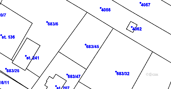 Parcela st. 683/45 v KÚ Dobříkov, Katastrální mapa