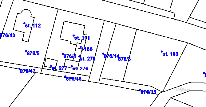Parcela st. 876/14 v KÚ Dobříkov, Katastrální mapa