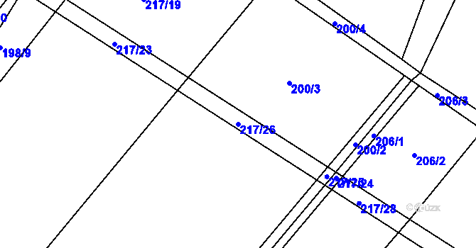 Parcela st. 217/26 v KÚ Dobříkov, Katastrální mapa