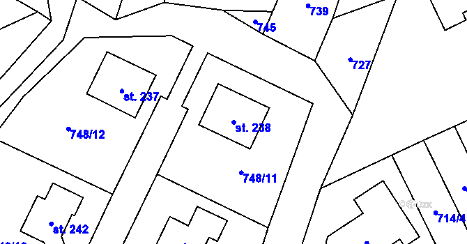 Parcela st. 238 v KÚ Dobříkov, Katastrální mapa