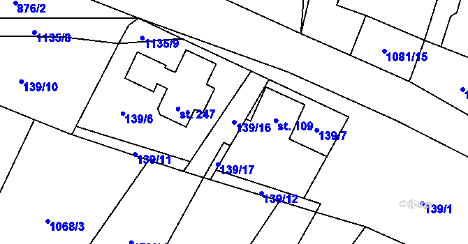 Parcela st. 139/16 v KÚ Dobříkov, Katastrální mapa